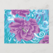 Een levendig textielontwerp met paarse en turq briefkaart (Achterkant)