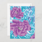 Een levendig textielontwerp met paarse en turq feestdagenkaart (Voorkant / Achterkant)