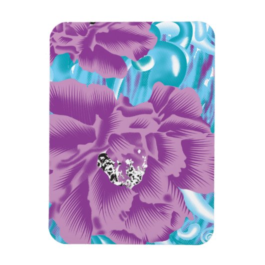 Een levendig textielontwerp met paarse en turq magneet (Verticaal)