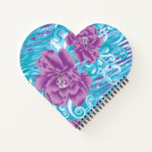 Een levendig textielontwerp met paarse en turq notitieboek (Achterkant)