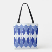 Een levendig trendy blauw en wit klassiek ontwerp tote bag (Achterkant)