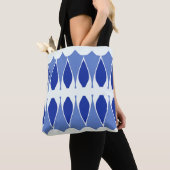 Een levendig trendy blauw en wit klassiek ontwerp tote bag (Dichtbij)