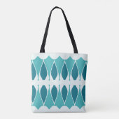 Een levendig trendy blauwgroen & wit klassiek ontw tote bag (Achterkant)