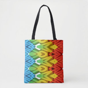 Een levendig trendy kleurrijk klassiek zigzagpatro tote bag