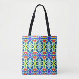 Een levendig trendy meerkleurig klassiek ontwerp tote bag