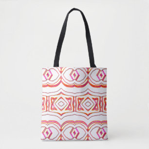 Een levendig trendy rood-wit klassiek ontwerp tote bag