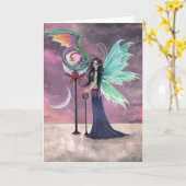 Een levendig Wenskaart van de Fee en van de Draak Kaart (Gele Bloem)