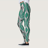 Een levendige abstracte groene "Ratti_Creative_Art Leggings (Links)