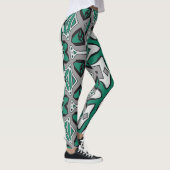 Een levendige abstracte groene "Ratti_Creative_Art Leggings (Rechts)