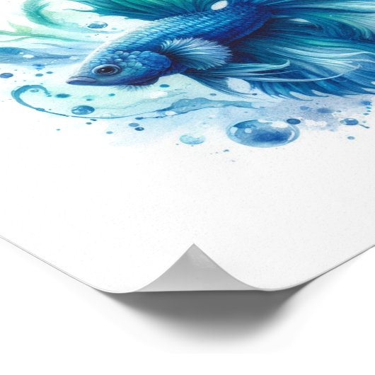 Een levendige blauwe Betta Fish Print (Hoek)
