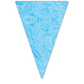 Een levendige blauwe stof met ingewikkelde patrone vlaggetjes (Eerste vlag)