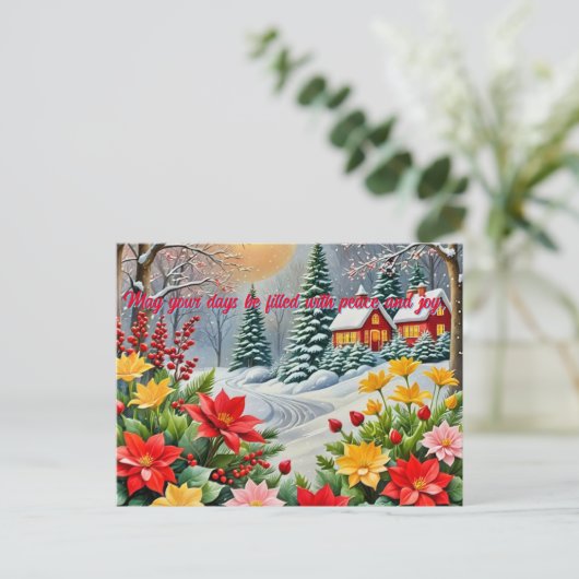 Een levendige bloementuin kerst Kaart (Staand voorkant)