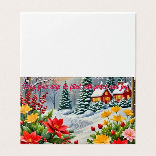 Een levendige bloementuin kerst Kaart (Buitenkant ongevouwen)