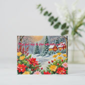 Een levendige bloementuin Kerstkaart Briefkaart (Staand voorkant)
