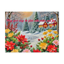Een levendige bloementuin Kerstkaart