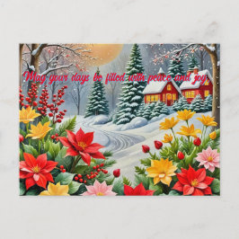 Een levendige bloementuin Kerstkaart Briefkaart