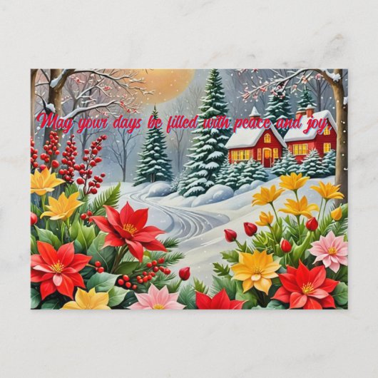 Een levendige bloementuin Kerstkaart Briefkaart (Voorkant)
