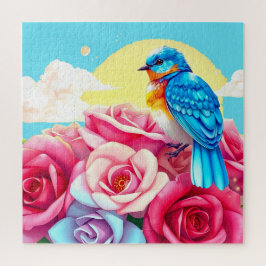 Een levendige bluebird legpuzzel