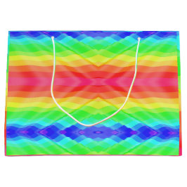 Een levendige cadeautas met een golvend regenboogp