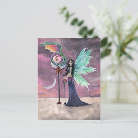 Een levendige droom fee en Dragon Briefkaart (Staand voorkant)