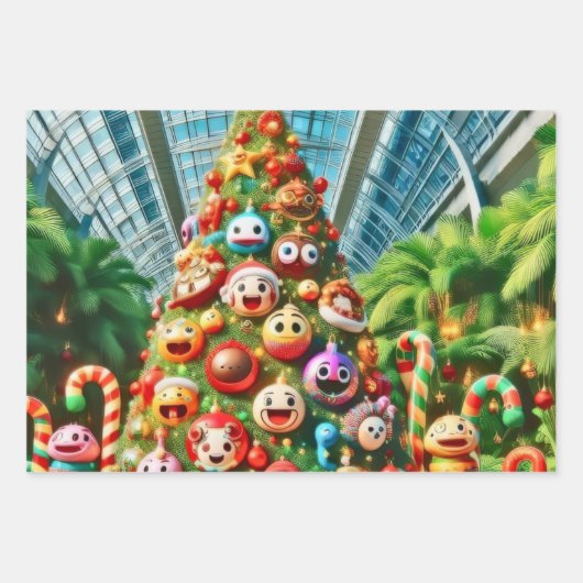 Een levendige en grillige kerstboom inpakpapier vel (Voorkant)