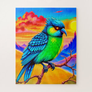 Een levendige, fantastische vogel kinderen legpuzzel