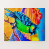 Een levendige, fantastische vogel kinderen legpuzzel (Horizontaal)
