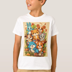 Een levendige feestscène met een verscheidenheid a t-shirt