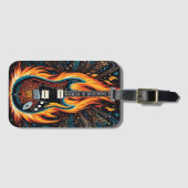 Een levendige gitaar in brand in een gepassioneerd bagagelabel (Voorkant (horizontaal))