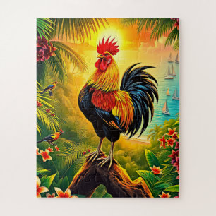 Een levendige haan voor kinderen legpuzzel