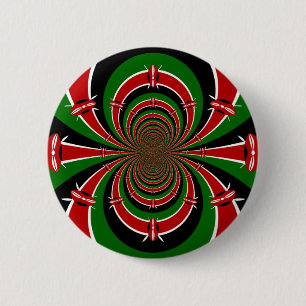 Een levendige Keniaanse visie: Kenia Vlag Kaleidos Ronde Button 5,7 Cm