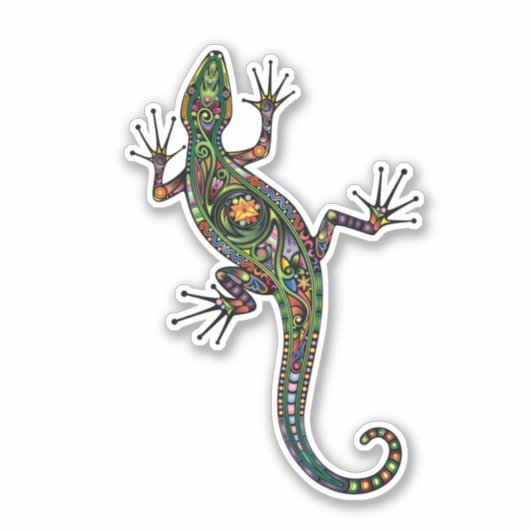 Een levendige kleurrijke klimmende gekko / hagedis sticker (Voorkant)