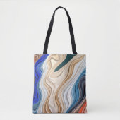 Een levendige kleurrijke stof groovy patroon canva tote bag (Voorkant)