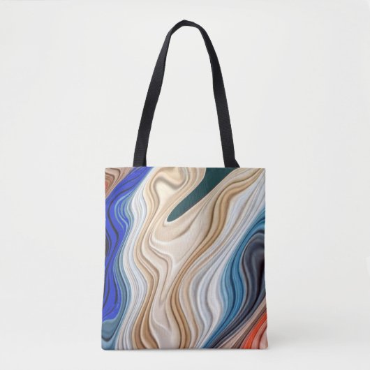 Een levendige kleurrijke stof groovy patroon canva tote bag (Voorkant)