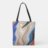 Een levendige kleurrijke stof groovy patroon canva tote bag (Achterkant)