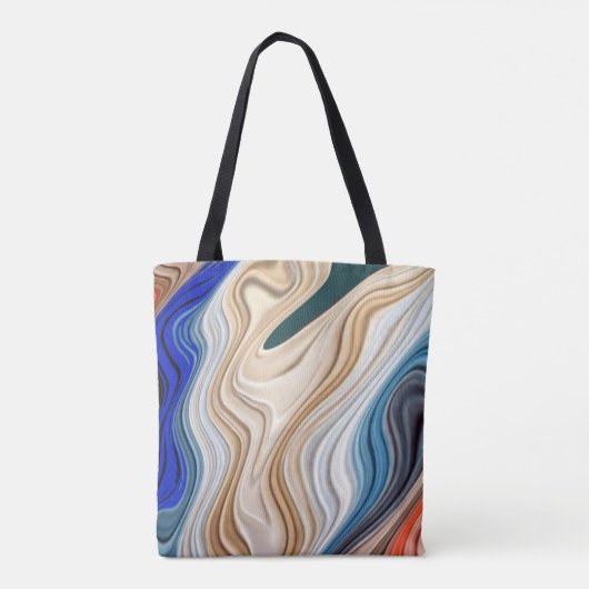 Een levendige kleurrijke stof groovy patroon canva tote bag (Achterkant)