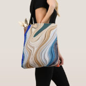 Een levendige kleurrijke stof groovy patroon canva tote bag (Dichtbij)