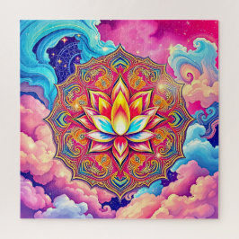 Een levendige mandala en lotusbloem legpuzzel