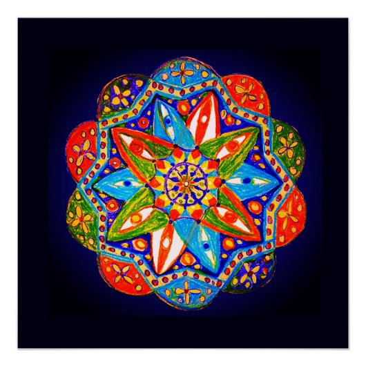 Een levendige mandala perfect poster (Voorkant)