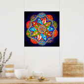 Een levendige mandala poster (Keuken)