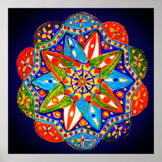 Een levendige mandala poster (Voorkant)