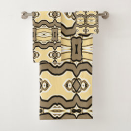 Een levendige multi-kleur stof print patroon ontwe bad handdoek
