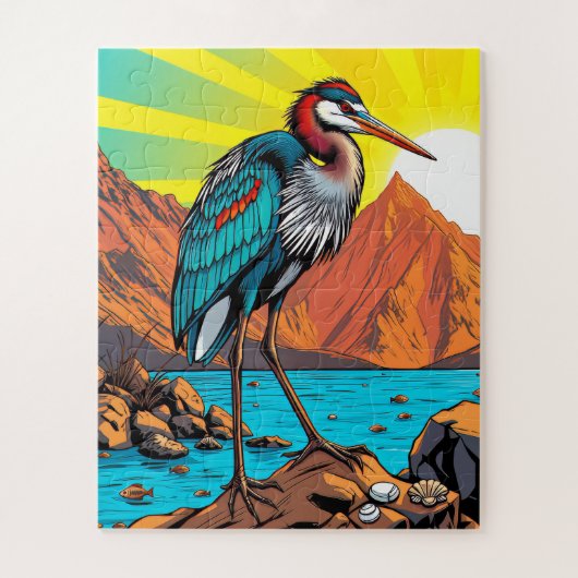 Een levendige reiger voor kinderen legpuzzel (Verticaal)