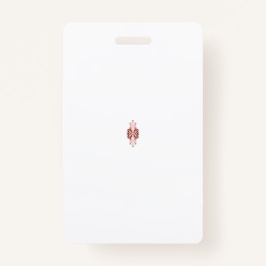 Een levendige rode afbeelding is voorzien van een badge (Achterkant)