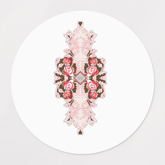 Een levendige rode afbeelding is voorzien van een  labels (Design 2)