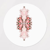 Een levendige rode afbeelding is voorzien van een  labels (Design 1)