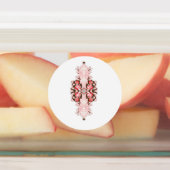 Een levendige rode afbeelding is voorzien van een  labels (Aangebracht)