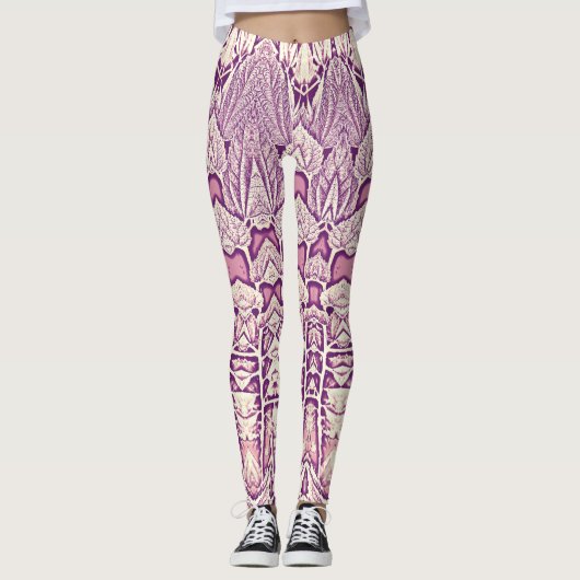 Een levendige roze textuur "Ratti_Creative_Arts" Leggings (Voorkant)