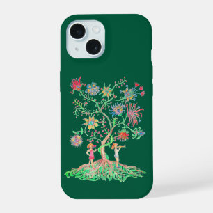 Een levendige tekening toont een fantasieboom  iPhone 15 case