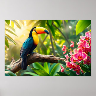 Een levendige toekan tropische jungle poster